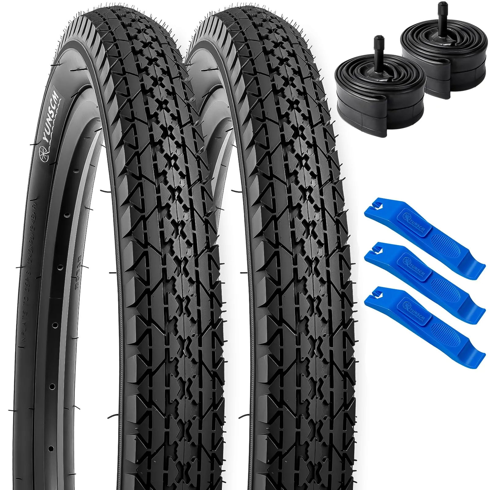YunSCM 20' Bike Tires 20x2.125 with Tubes and Rim Strips - Durable, Foldable, and Urban Style