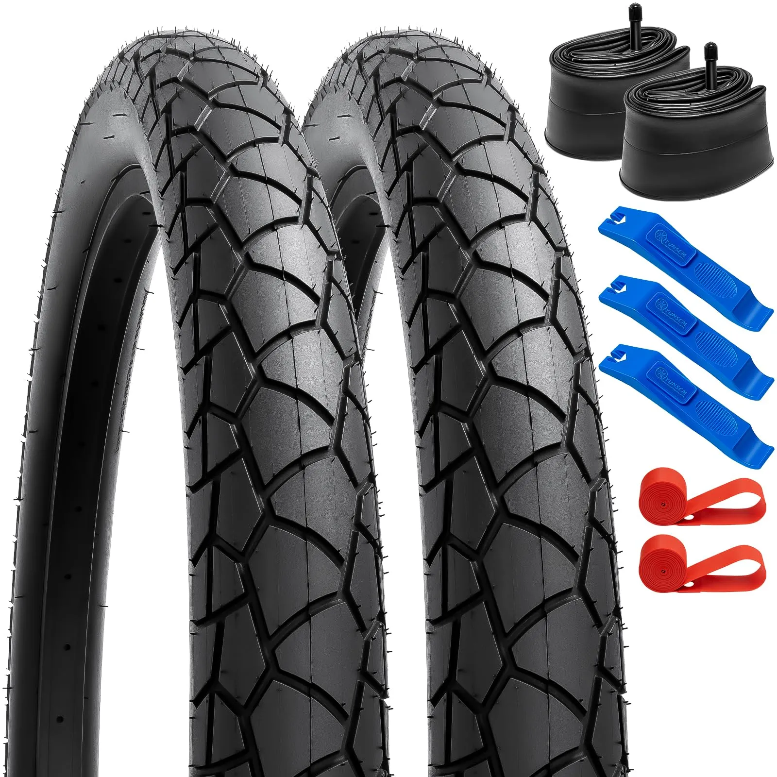 YUNSCM 20' E-Bike Fat Tires 20x3.0 with Tubes & Rim Strips - Quality Assurance & Foldable Design