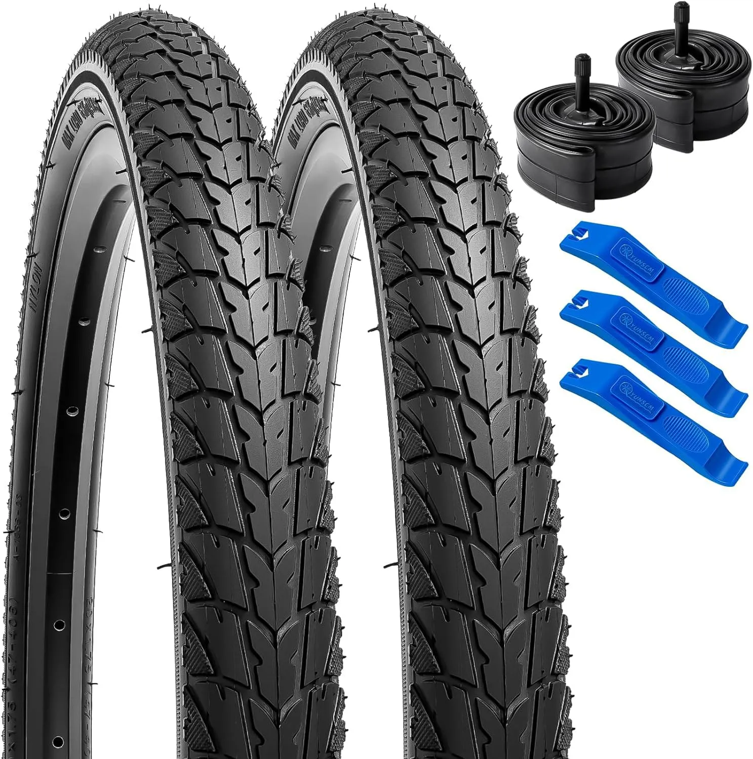 YUNSCM 20x1.75 Bike Tires and Tubes Set with Schrader Valve and Rim Strips for Urban Cycling