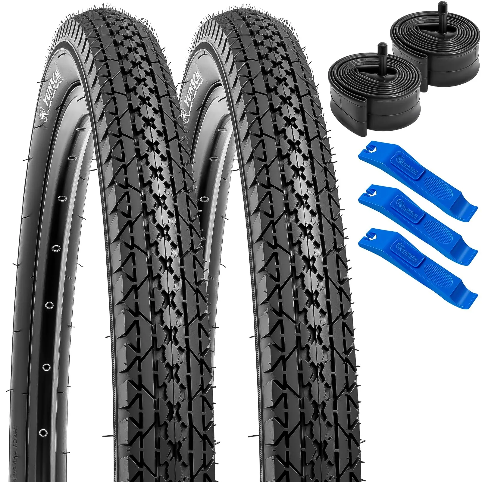 YUNSCM 24' Bike Tires & Tubes Set - 24x2.125, Compatible with 24x1.75-2.25, Ultra-Durable & Foldable