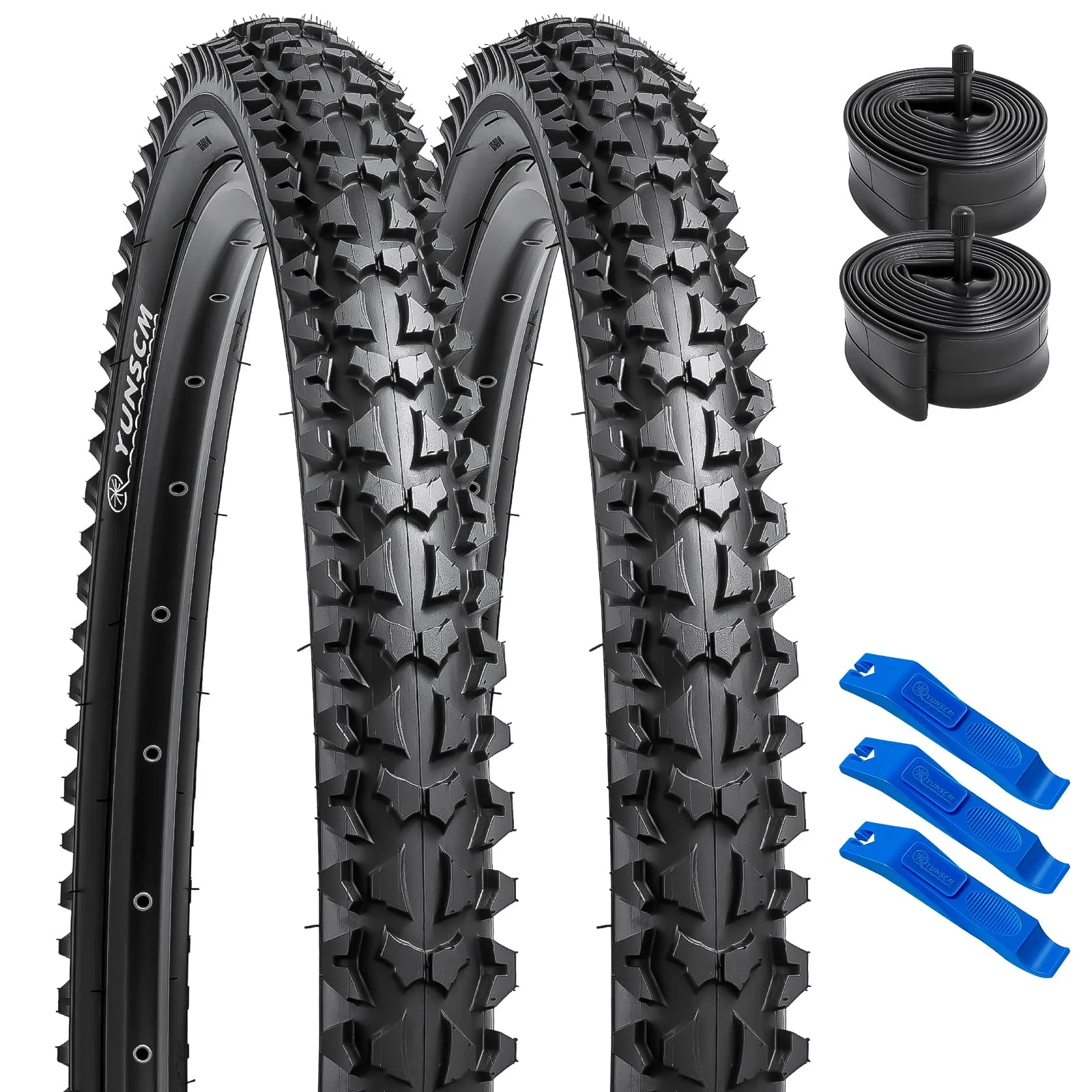 YUNSCM 24' Bike Tires & Tubes Set - 2PCS 24x1.95/1.75/2.125 Schrader Valve for Mountain & Off-Road