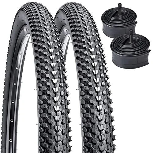 YUNSCM 24' Bike Tires & Tubes Set, 2-Piece, Schrader Valve, Compatible with 24x1.95 to 24x2.125