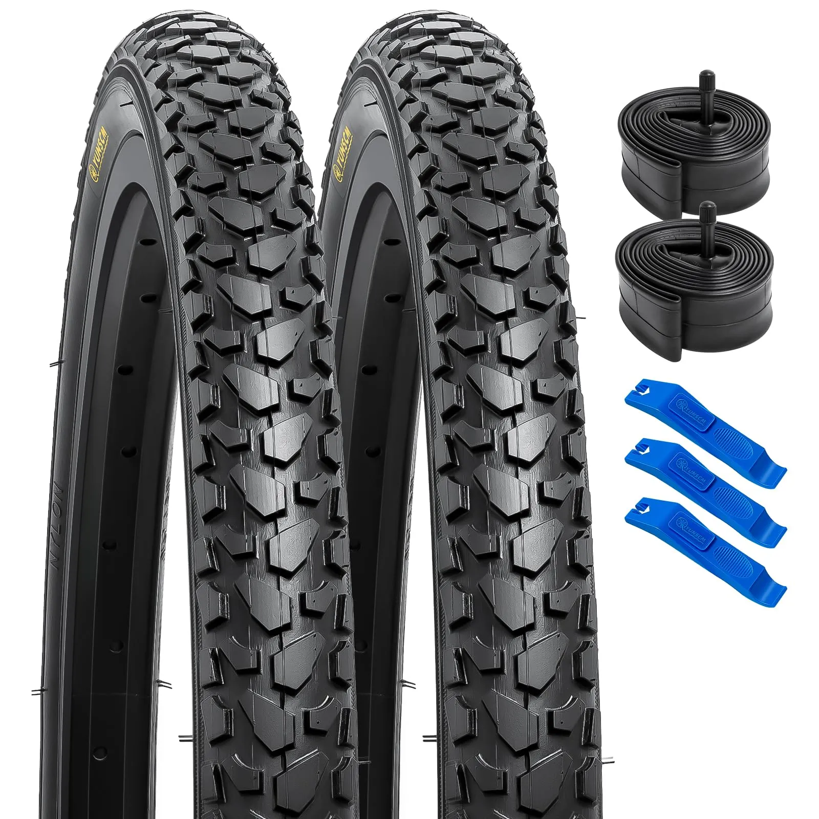 YUNSCM 24'x1.75 Bike Tires & Tubes - Durable, Foldable, Compatible with 24x1.50, 24x1.90