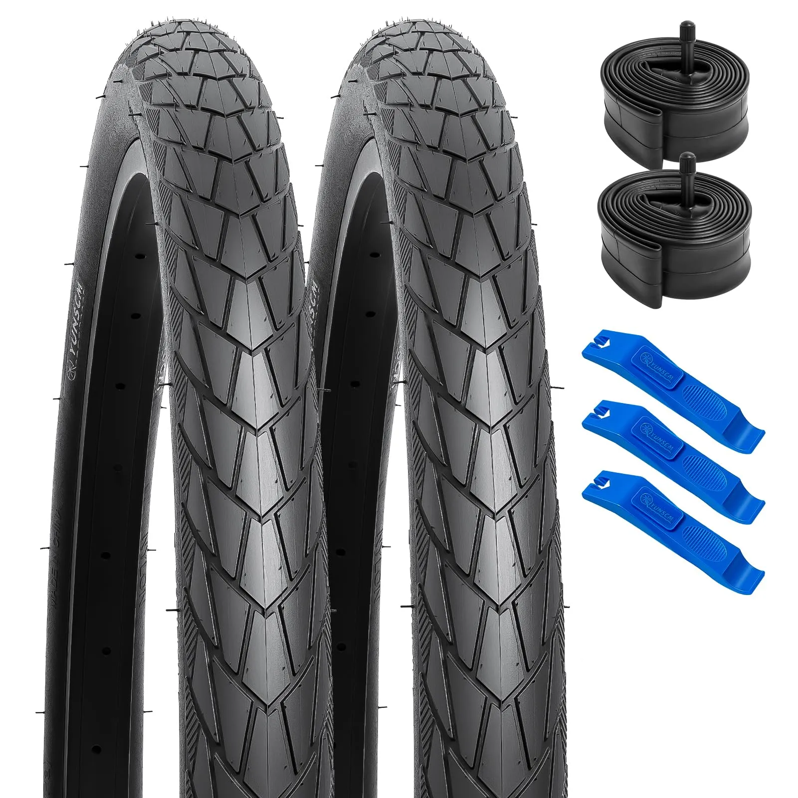 YUNSCM 26' Bike Tires & Tubes Set - 26x1.5/40-559, Ultra Durable, Schrader Valve, 60TPI