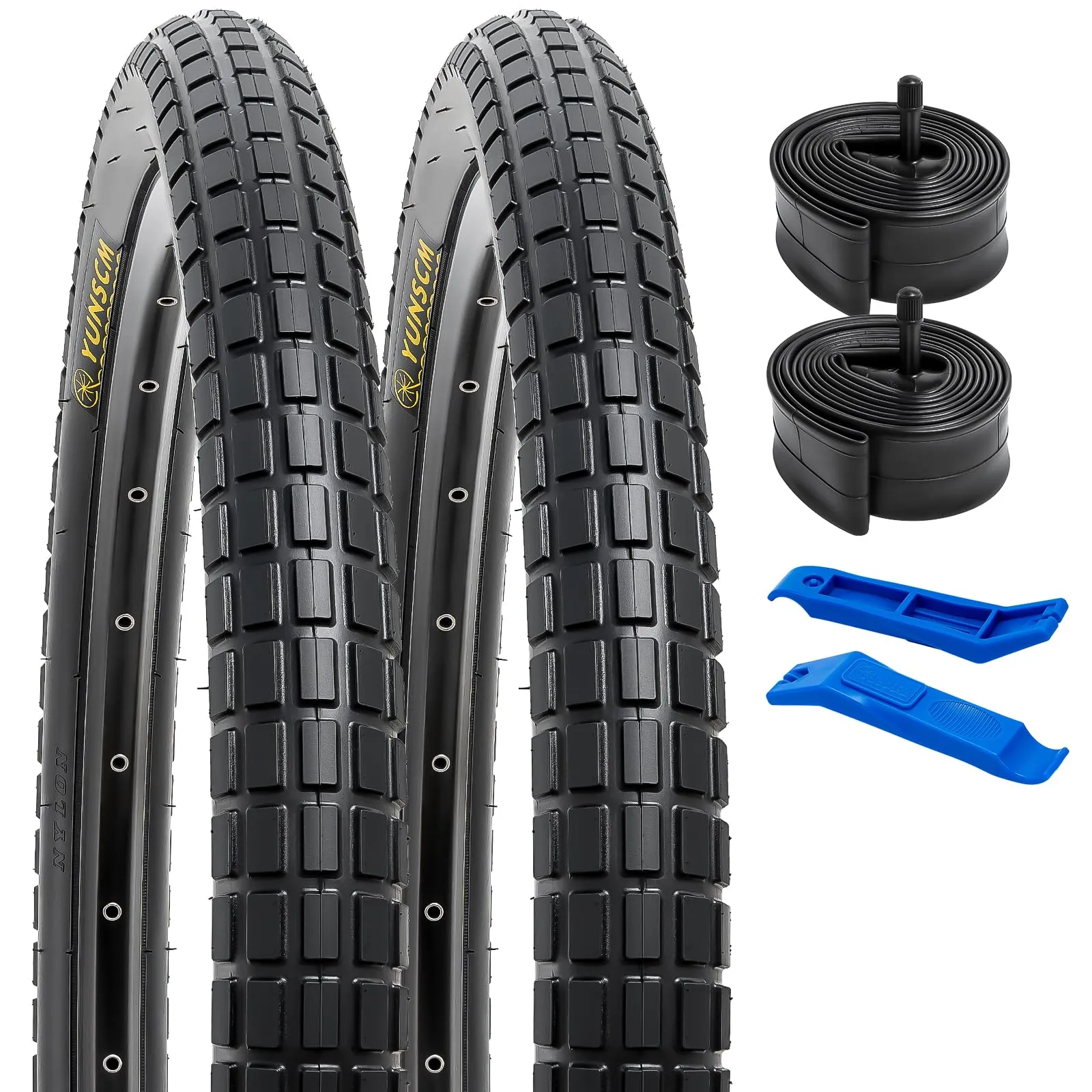 YUNSCM 26' Bike Tires and Tubes Set - 2 PCS 26x2.125 with Schrader Valve for Mountain Bikes
