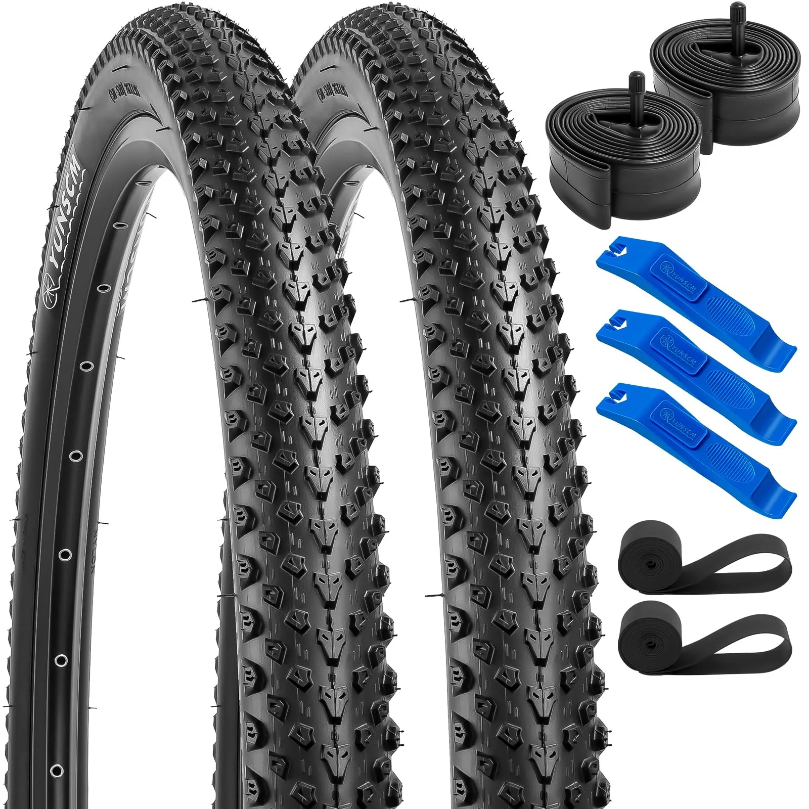 YUNSCM 27.5' Bike Tires & Tubes Set - 2PCS 27.5x1.95/50-584, 60TPI, Compatible with Mountain Bikes