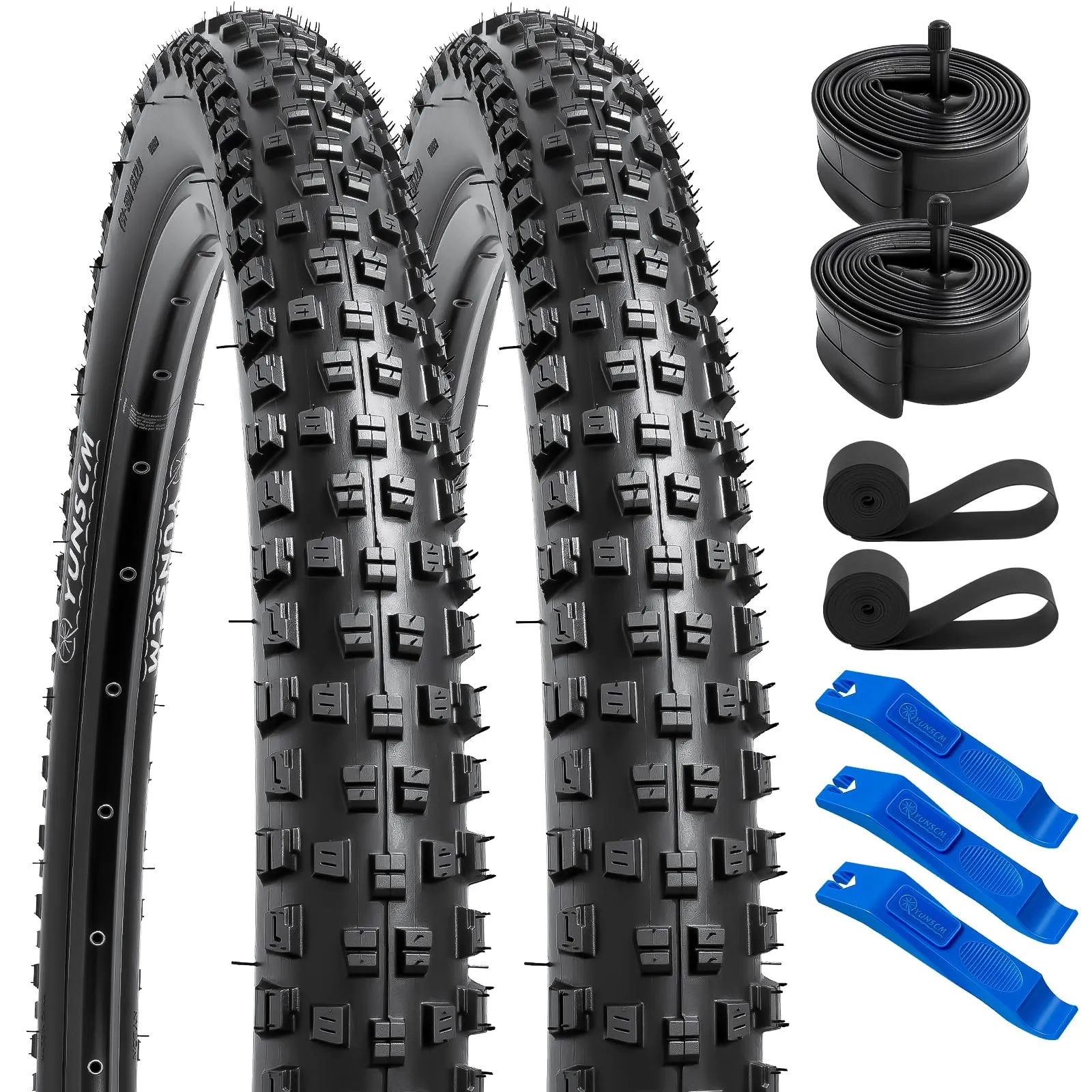 YUNSCM 29' Bike Tires and Tubes Set - 2pcs 29x2.6 with Schrader Valve - Compatible with Mountain Bikes