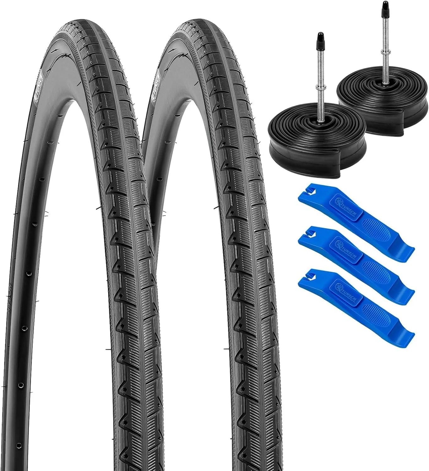 YUNSCM 700C Bike Tires 700x28C with Tubes and Rim Strips - Durable, Smooth Urban Riding