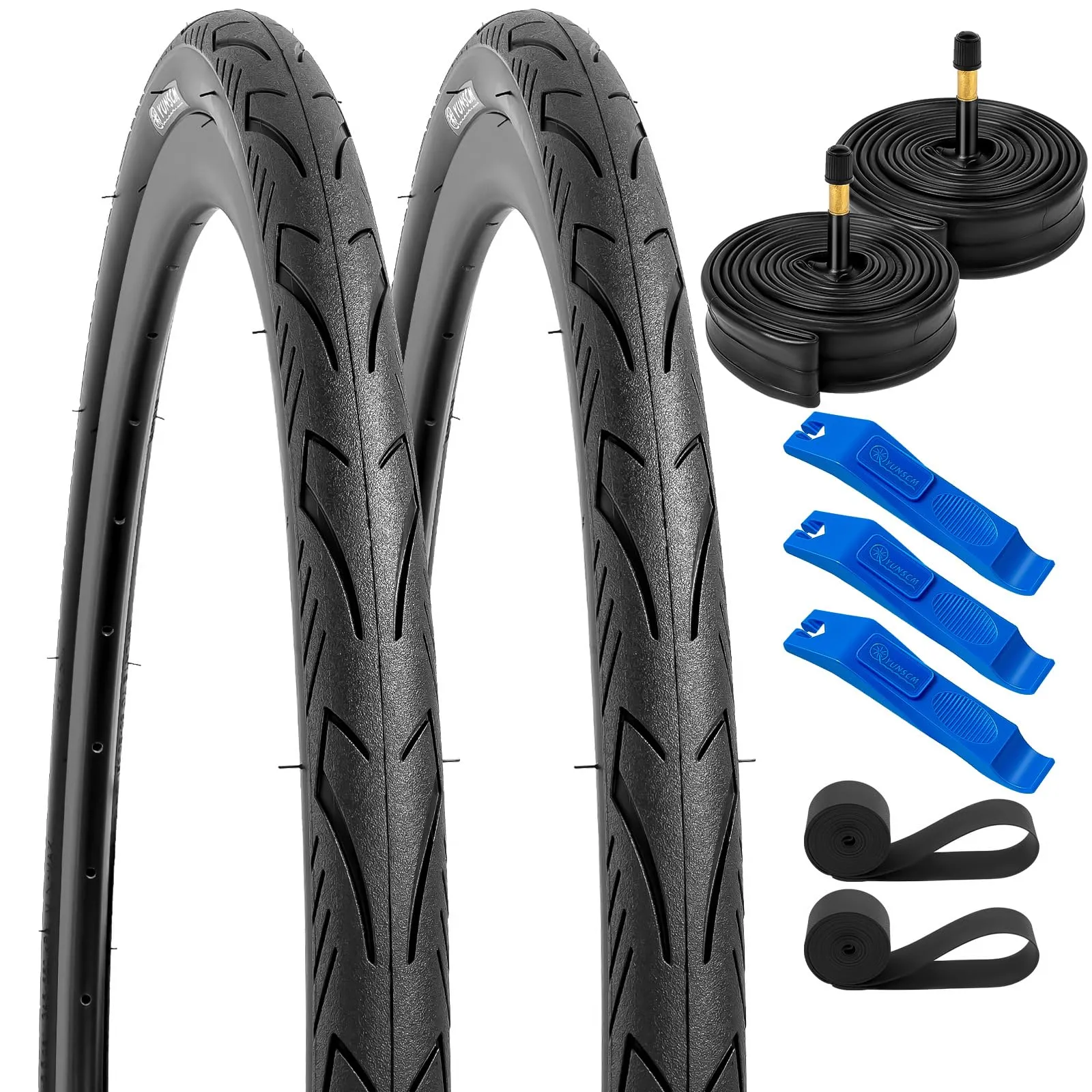 YUNSCM 700C Bike Tires 700x35C with Tubes & Rim Strips - Durable, Eco-Friendly, High-Performance