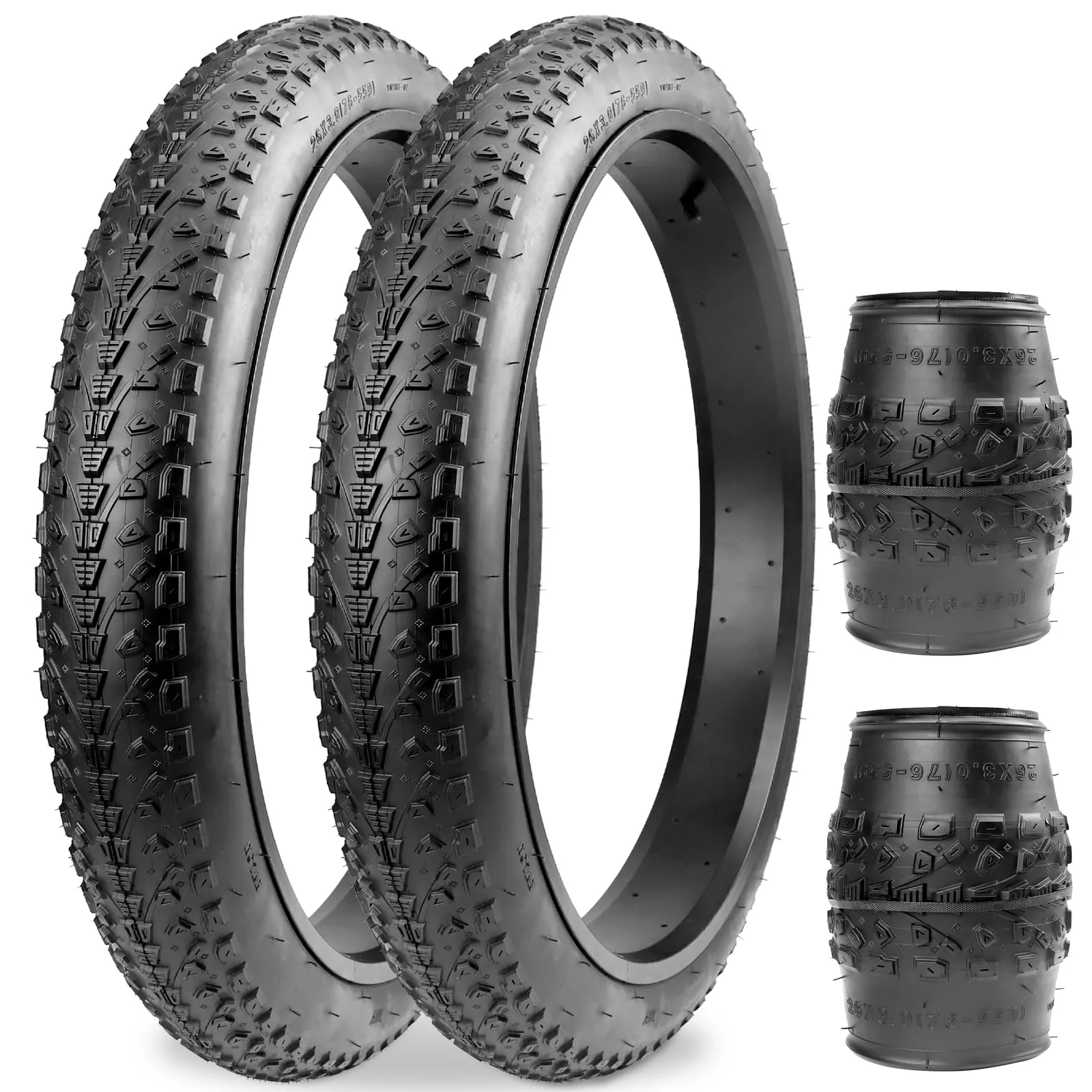 ZUKKA 20/24/26 x 3.0 Fat Bike Tire - High-Density Folding Mountain Bike Tires (2 Pack)